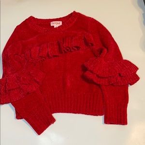 Toddler girls red ruffle sweater!